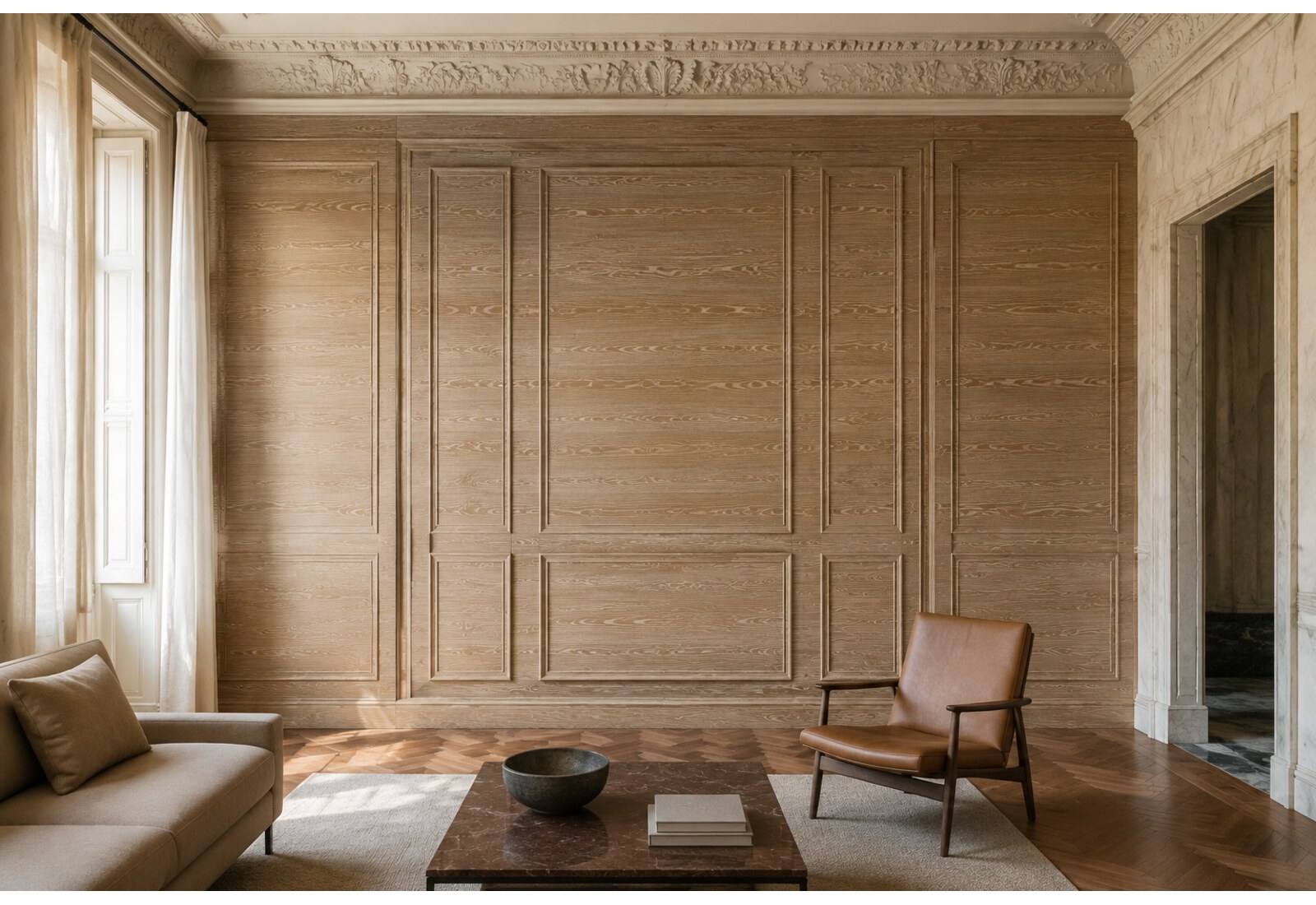 Legno decapé / Ceruse applicato su una parete intera
